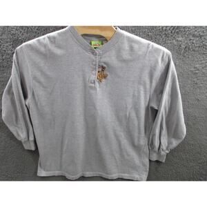 Vintage Scooby Doo Cartoon Network Gray Henley XL Embroidered Shirt Top 90s Y2K